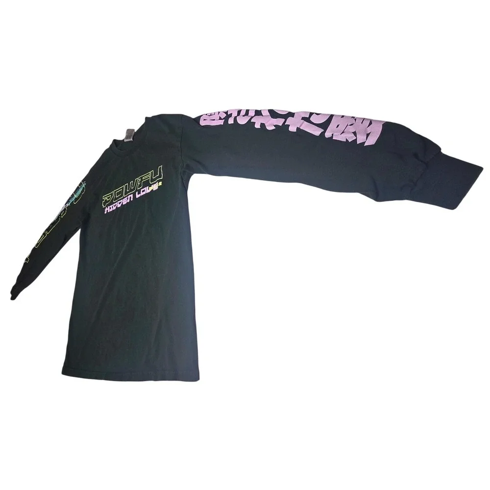 Powfu Hidden Love Long Sleeve Graphic T-Shirt Black Neon Artist Merch Mens Small - Picture 4 of 11